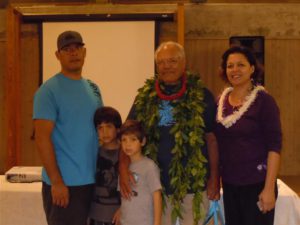 Mac Poepoe was awarded the Umu Kai Award and is pictured here with his wife, son and grandsons. Photo by Catherine Cluett